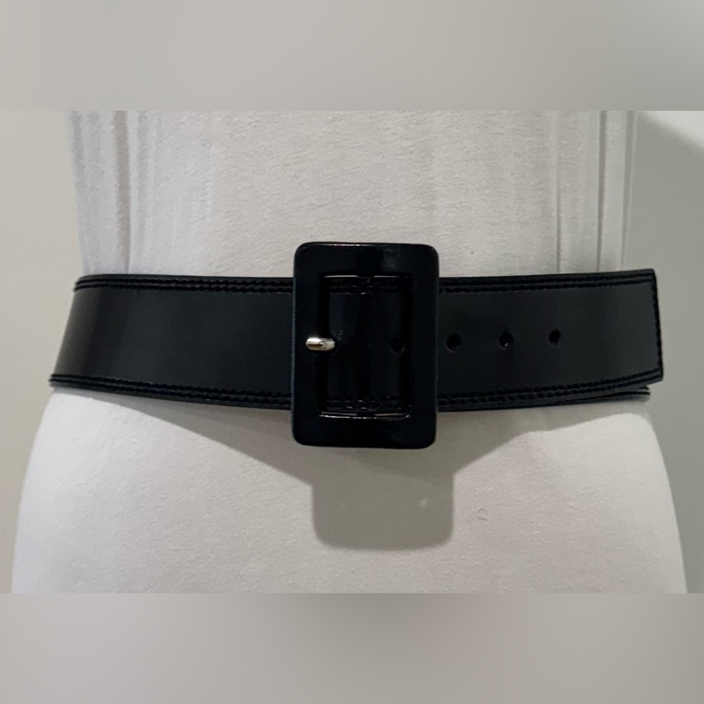 Anne Klein Black Belt with Square Buckle